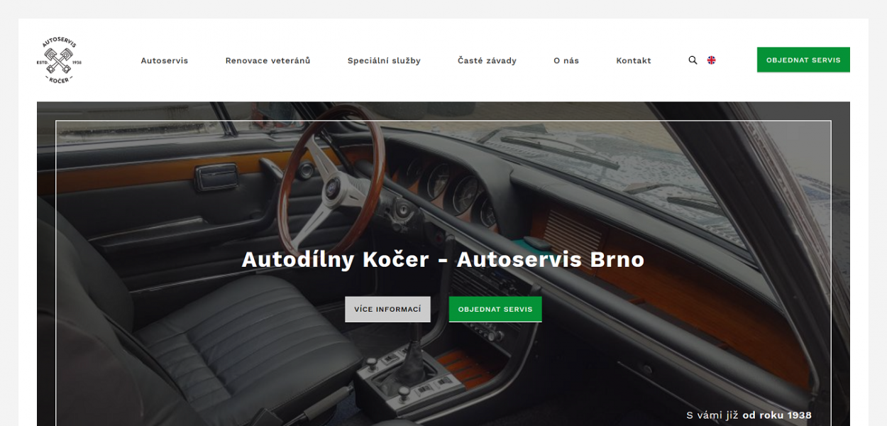 Tvorba webu pro autoservis Autodílny Kočer