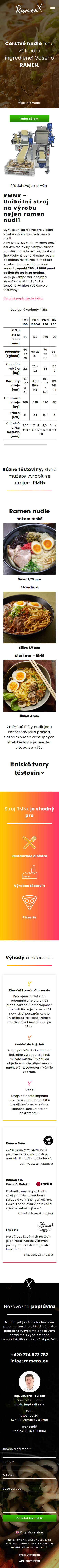 Tvorba nového webu pro RamenX - Screenshot mobilní verze