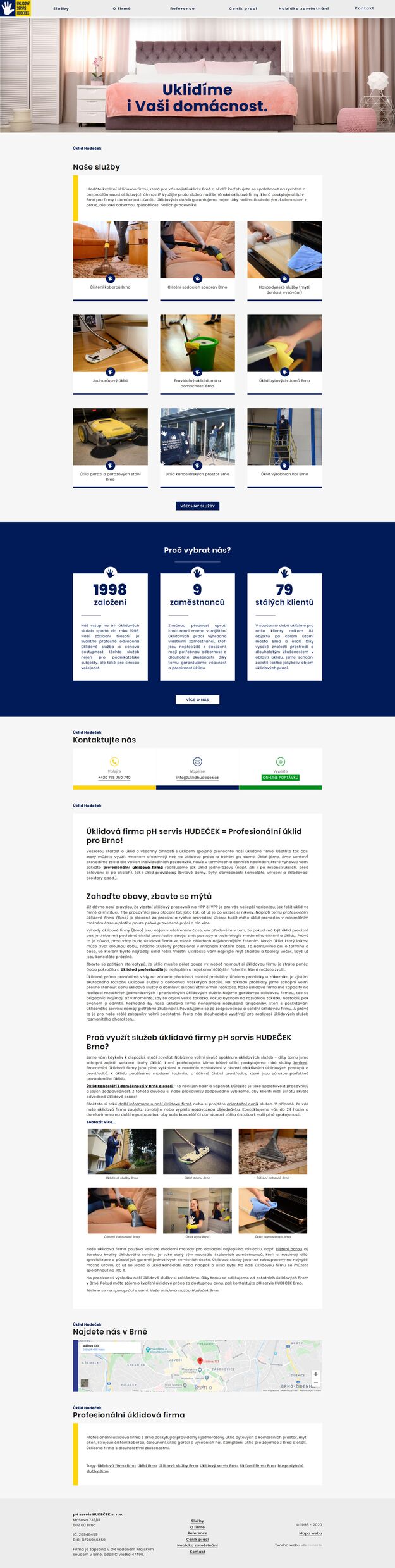 Kompletní redesign webu - Úklid Hudeček - Screenshot