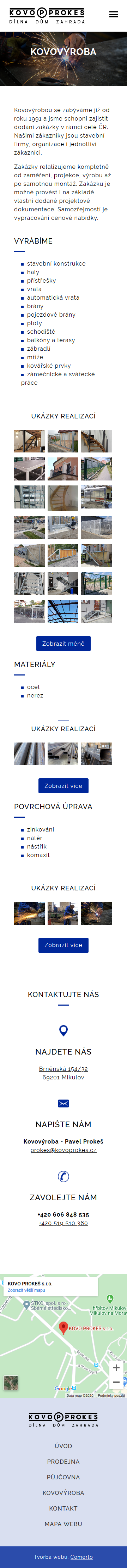 KOVO PROKEŠ cz - Screenshot mobilní verze