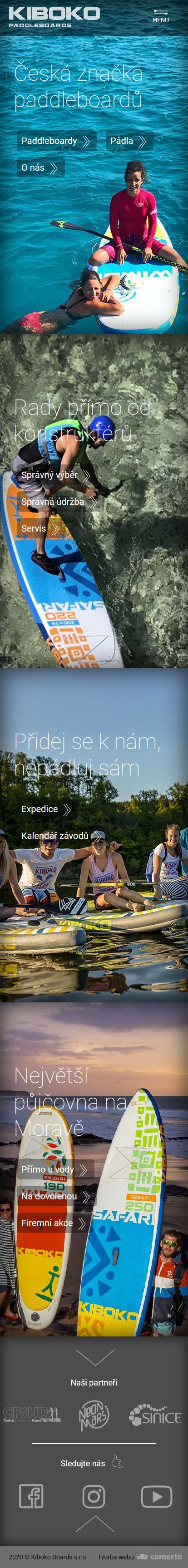 Tvorba nového webu Kibokoboards.cz - Screenshot mobilní verze