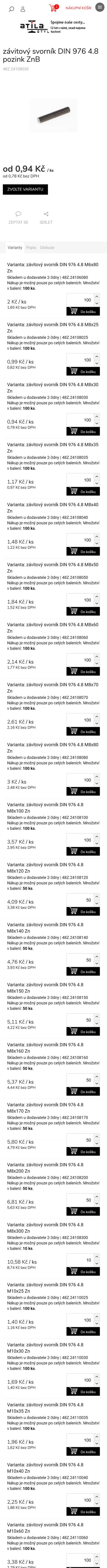 Tvorba nového e-shopu Atilashop.cz - Screenshot mobilní verze