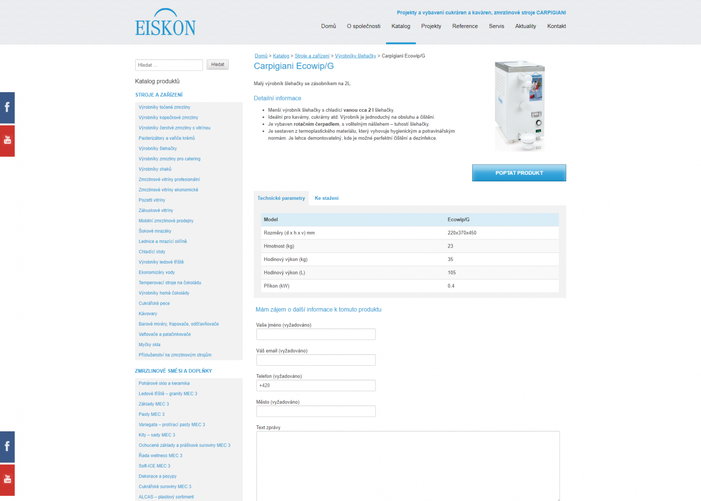Tvorba nového webu Eiskon.cz - Porovnání, stará verze #2