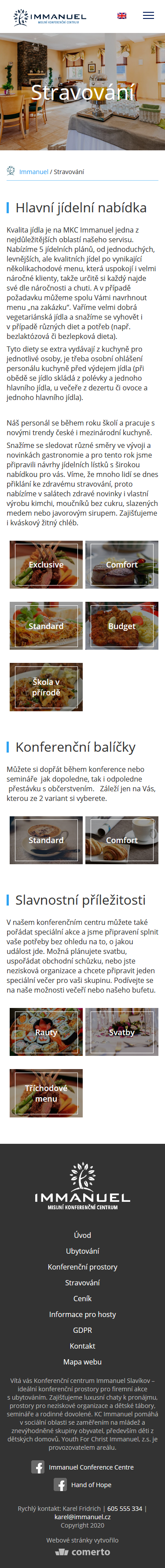 Tvorba nového webu Immanuel - Screenshot mobilní verze