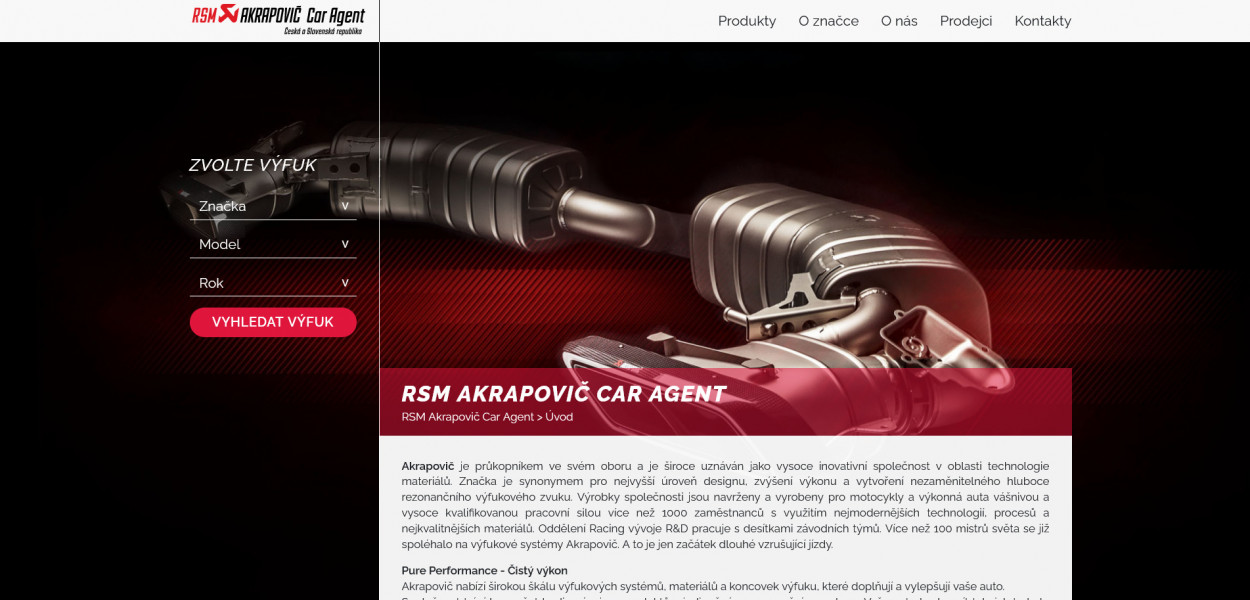 Tvorba nového webu pro RSM Akrapovič