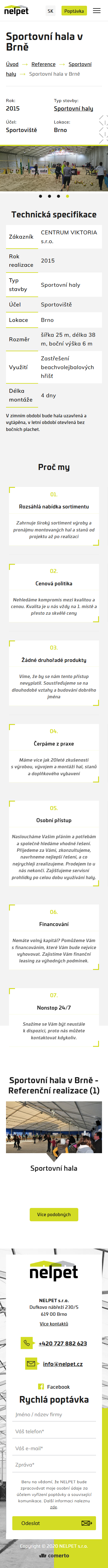 Tvorba nového webu Nelpet - Screenshot mobilní verze