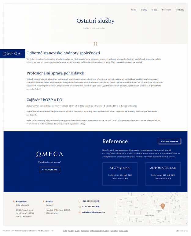 Tvorba nového webu Omega - Screenshot