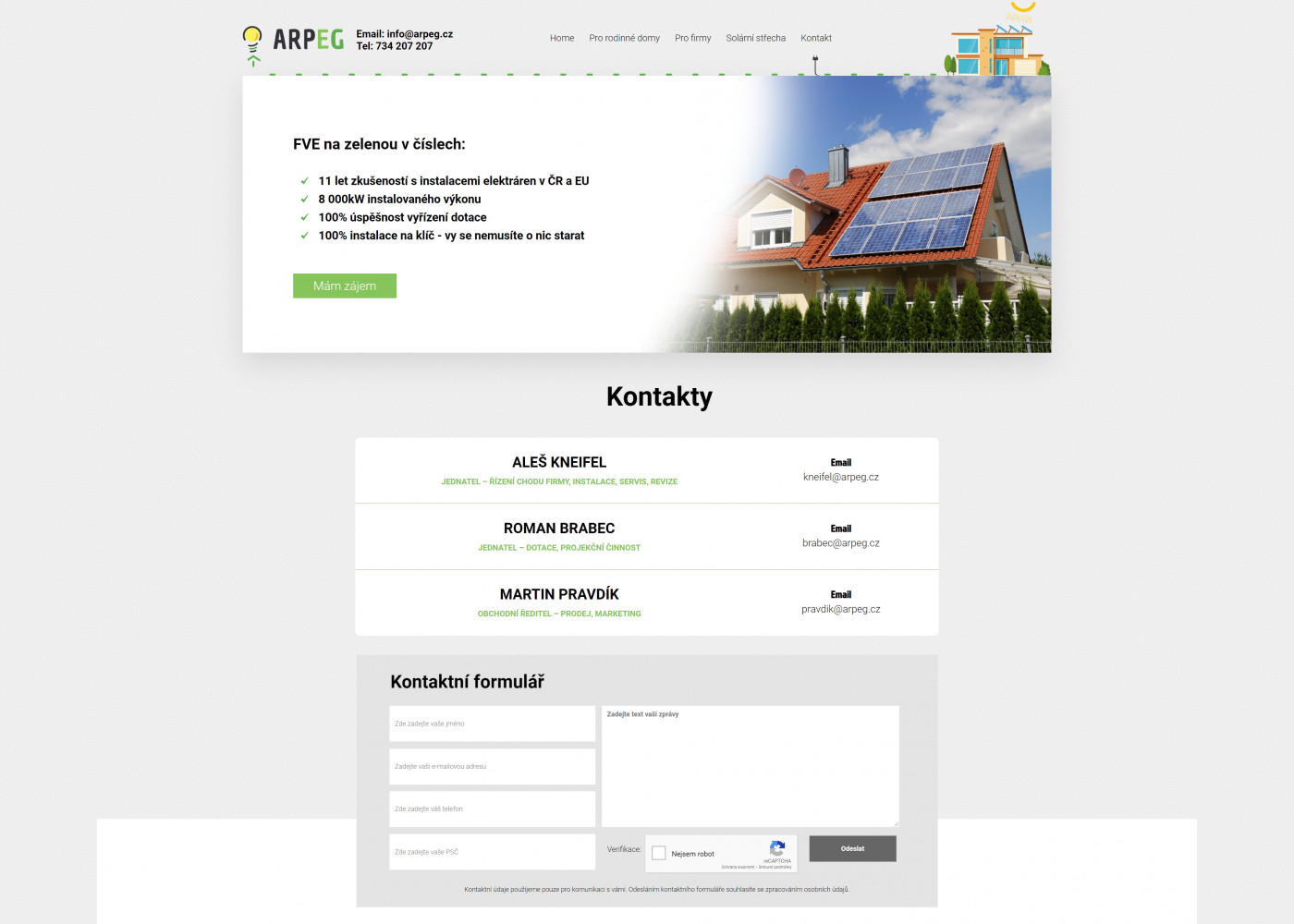 Redesign webu Arpeg.cz - Porovnání, stará verze #2