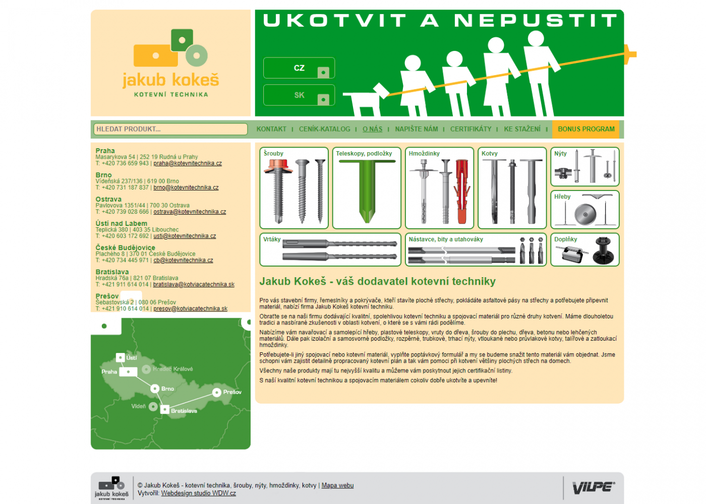 Tvorba webu Kotevní technika - Porovnání, stará verze #1