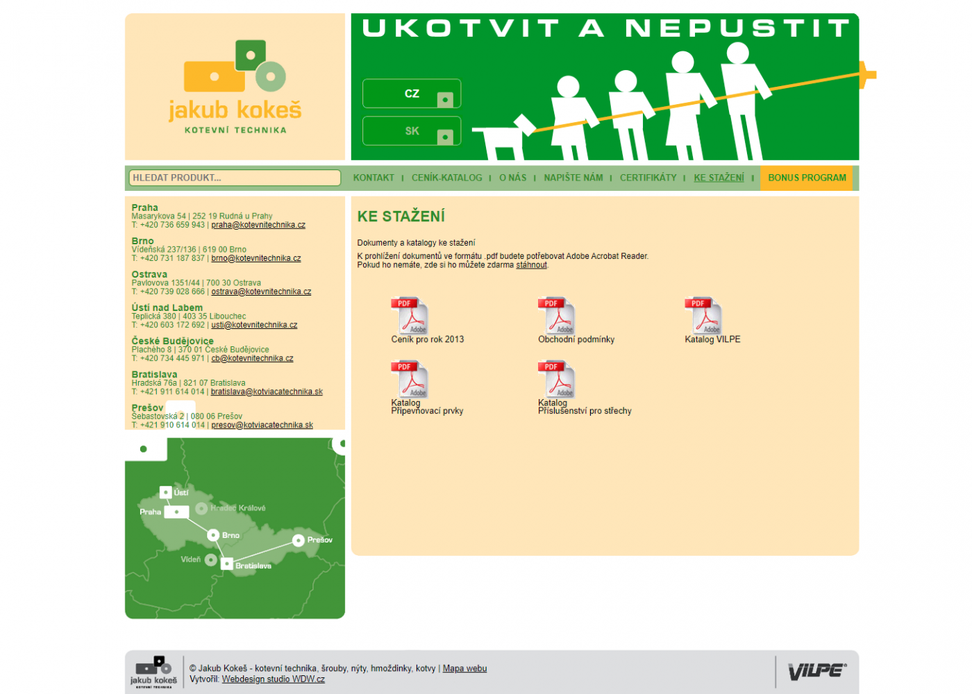 Tvorba webu Kotevní technika - Porovnání, stará verze #2