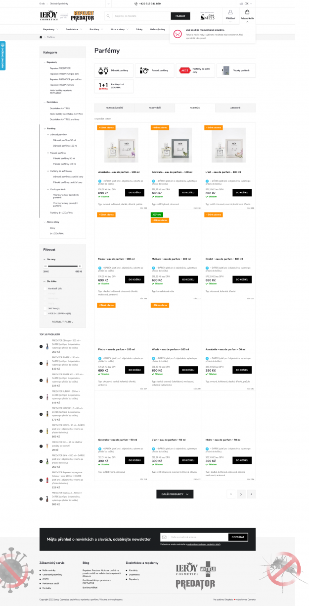 Tvorba nového e-shopu REPELENT PREDATOR - Screenshot