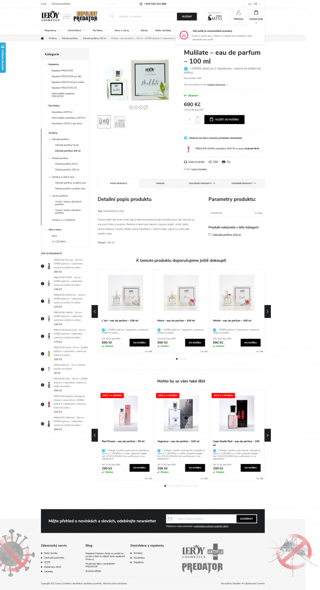 Tvorba nového e-shopu REPELENT PREDATOR - Screenshot