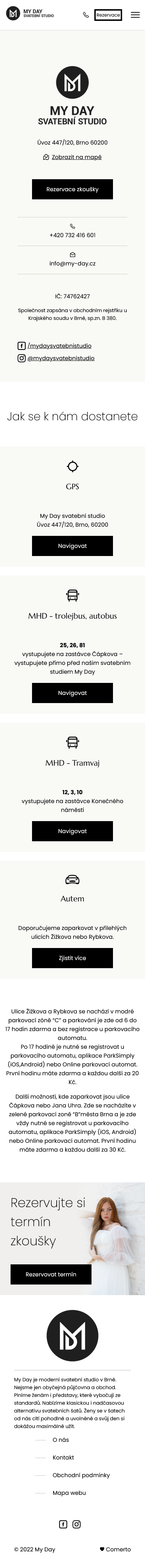 Tvorba nového webu pro svatební studio My Day - Screenshot mobilní verze