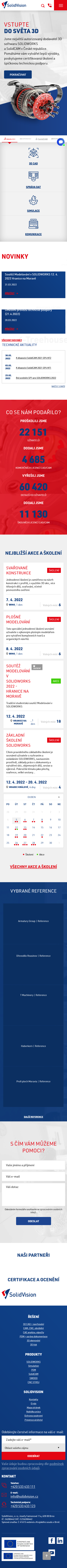 Nový web pro SolidVision - Screenshot mobilní verze