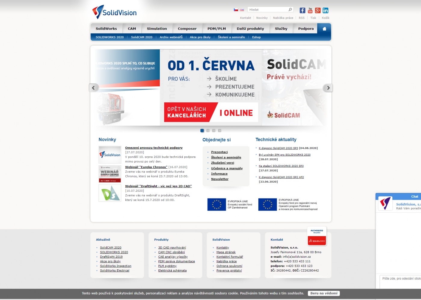 SolidVision: Nový web pro distributora 3D CAD softwaru - Porovnání, stará verze #1