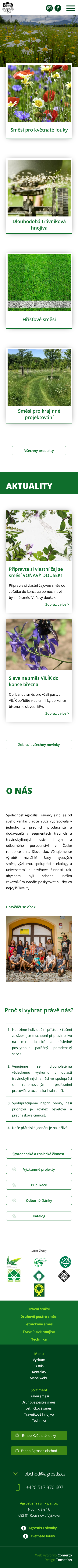 Nový web pro Agrostis - Screenshot mobilní verze