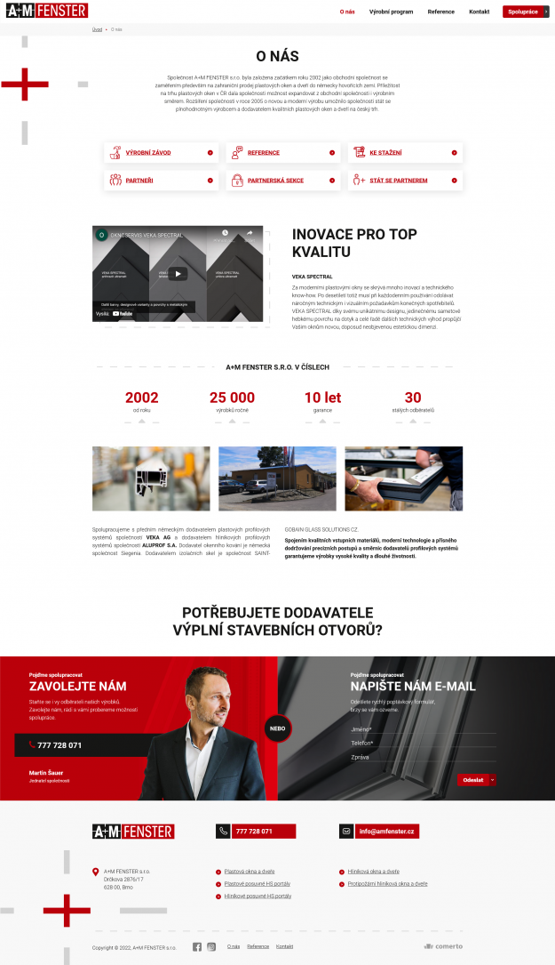 Nový web pro A+M FENSTER - Screenshot