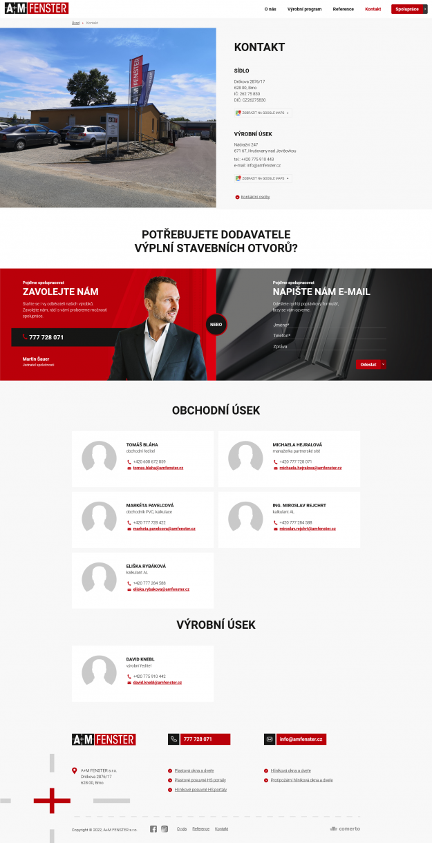 Nový web pro A+M FENSTER - Screenshot