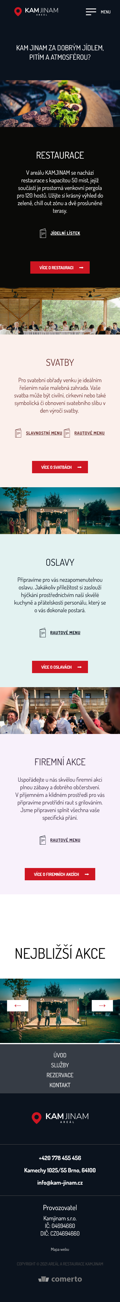 Tvorba nového webu pro KAMJINAM - Screenshot mobilní verze