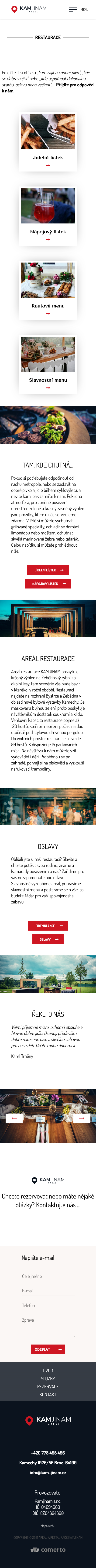 Tvorba nového webu pro KAMJINAM - Screenshot mobilní verze