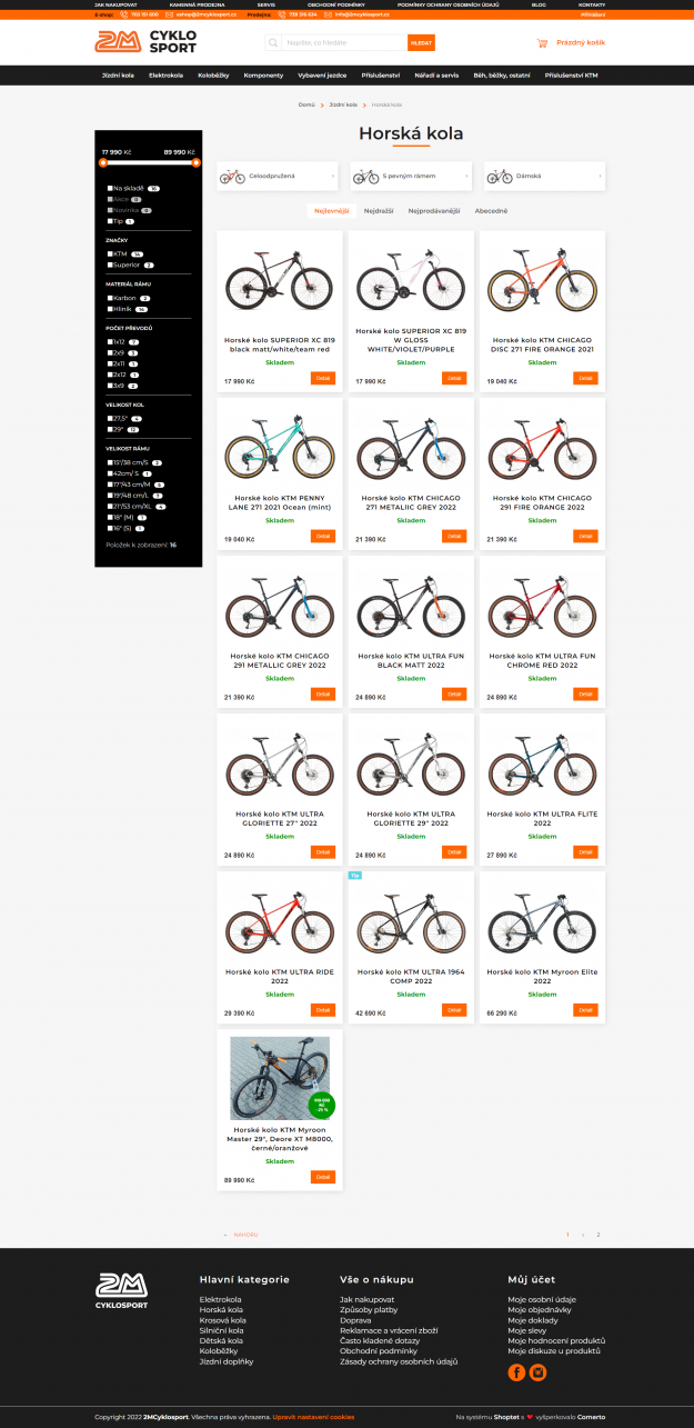 Tvorba nového e-shopu pro 2M CykloSport - Screenshot