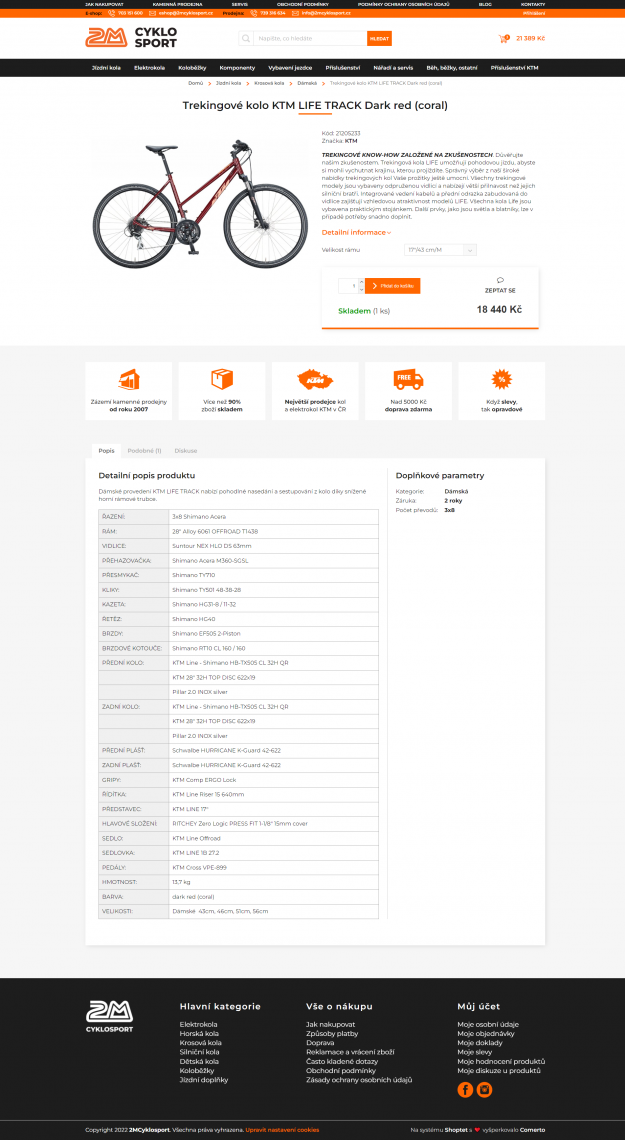 Tvorba nového e-shopu pro 2M CykloSport - Screenshot