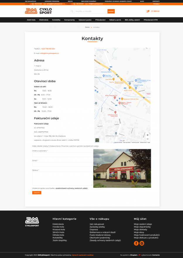Tvorba nového e-shopu pro 2M CykloSport - Screenshot