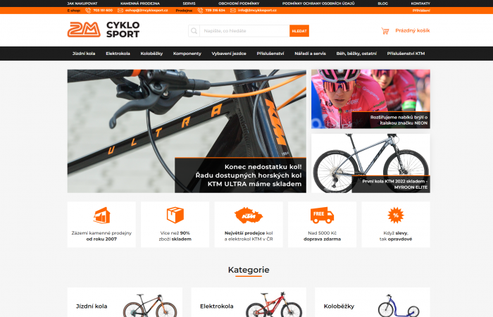 Tvorba nového e-shopu pro 2M CykloSport