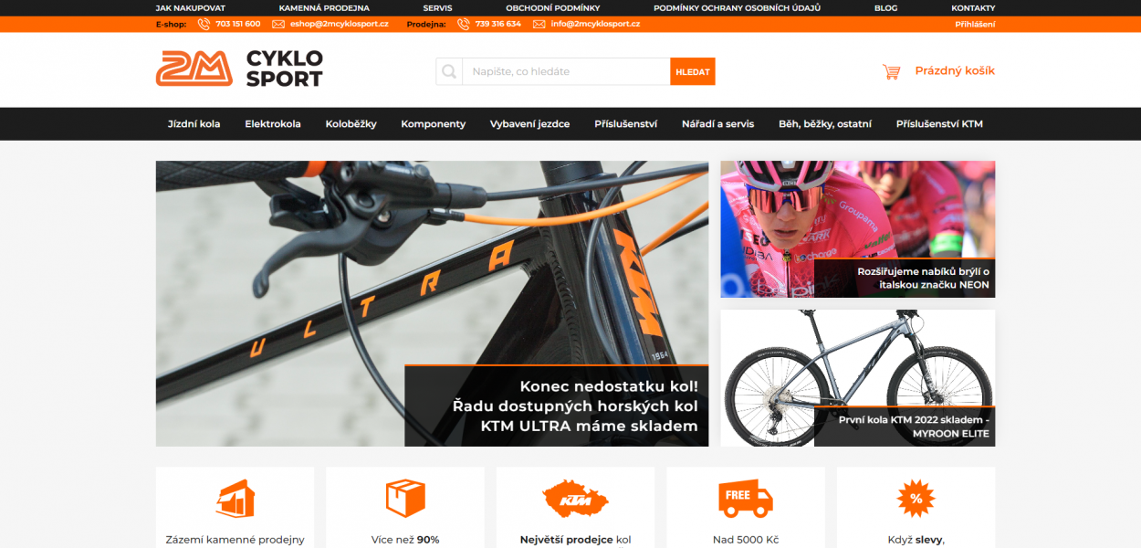 Tvorba nového e-shopu pro 2M CykloSport