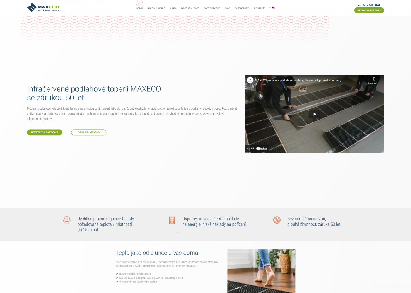 Nové webové stránky pro MAXECO - Porovnání, stará verze #1