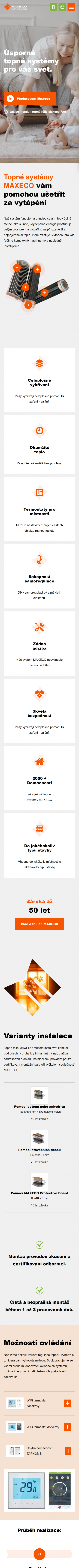 Nové webové stránky pro MAXECO - Screenshot mobilní verze