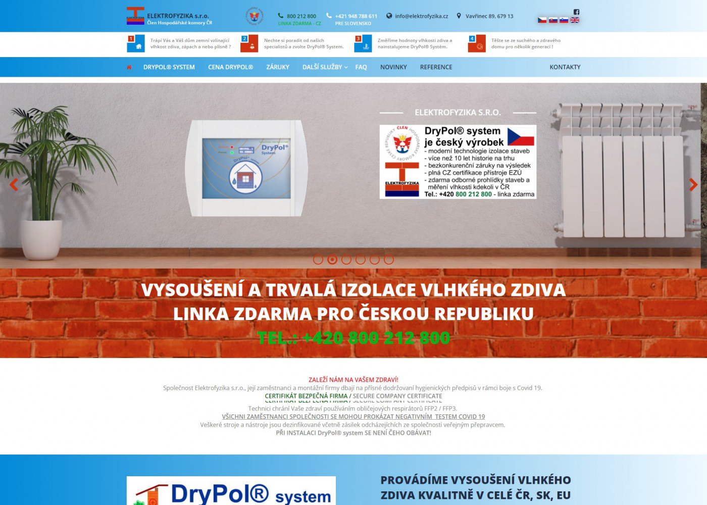 Nový web pro Elektrofyziku a systém Drypol® - Porovnání, stará verze #1