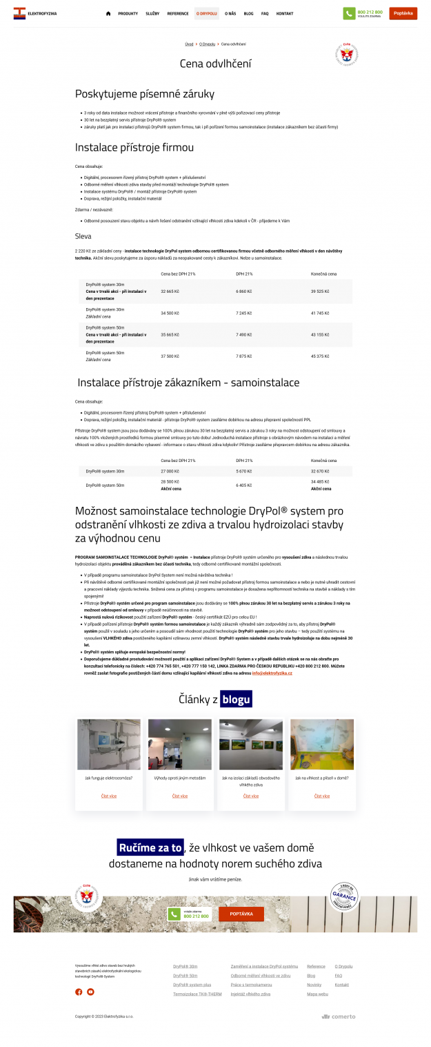 Nový web pro Elektrofyziku a systém Drypol® - Screenshot