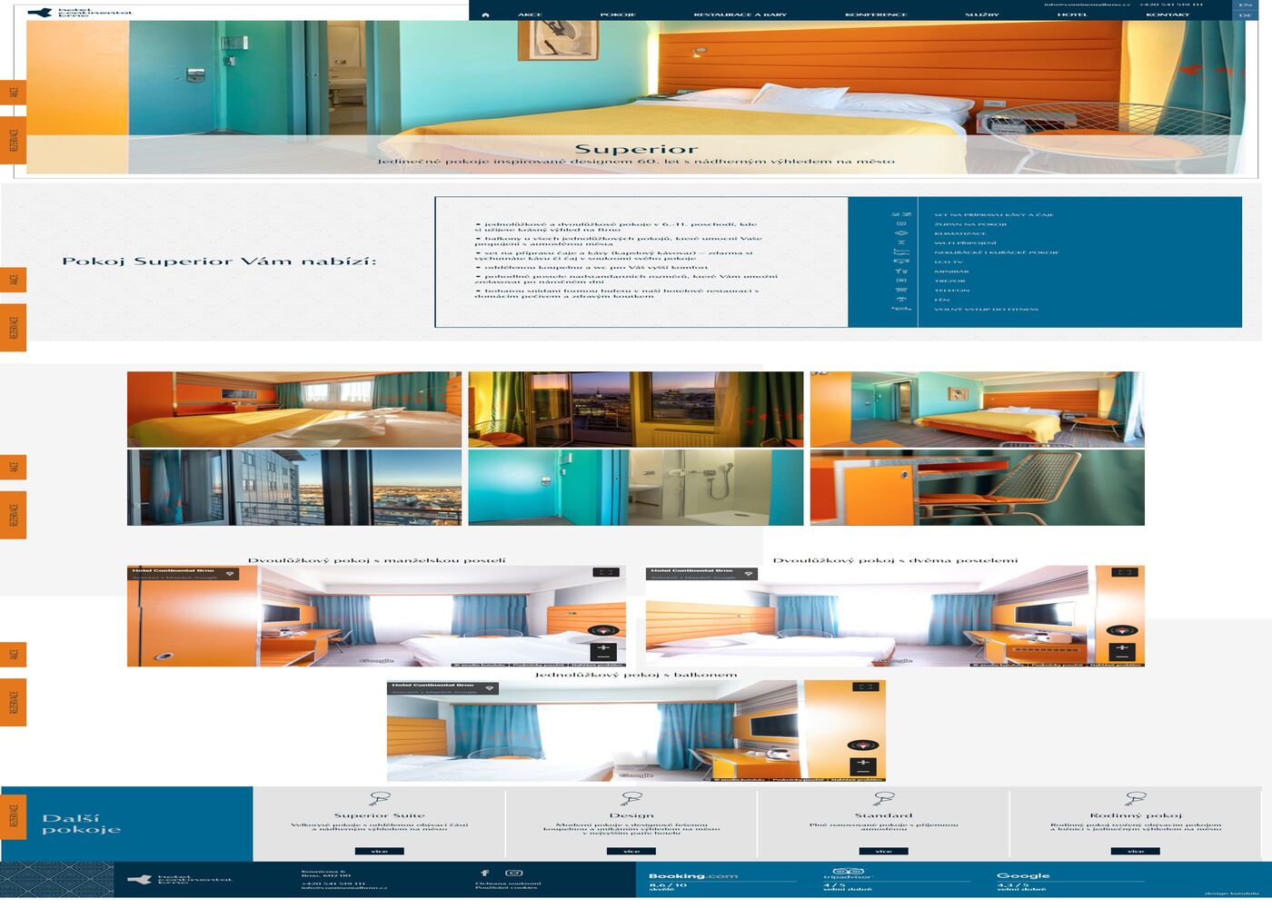 Redesign webu hotelu Continental Brno se zaměřením na SEO - Porovnání, stará verze #2