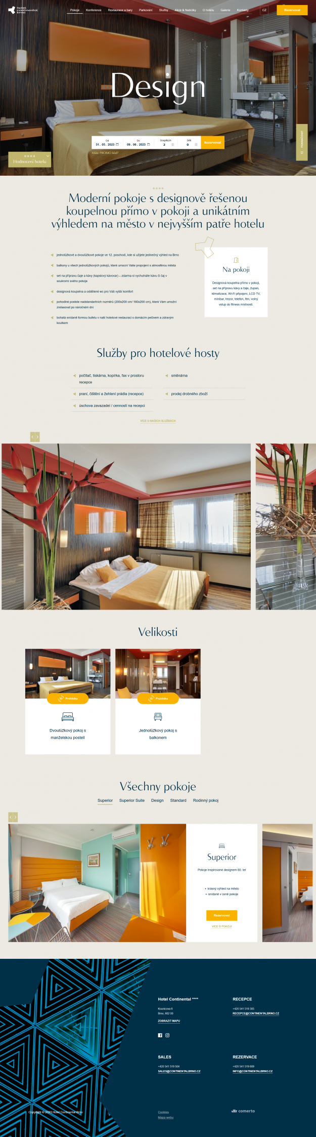 Redesign webu hotelu Continental Brno se zaměřením na SEO - Screenshot