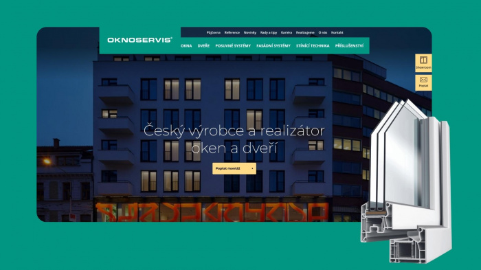 Designový web a prezentér produktů pro OKNOSERVIS