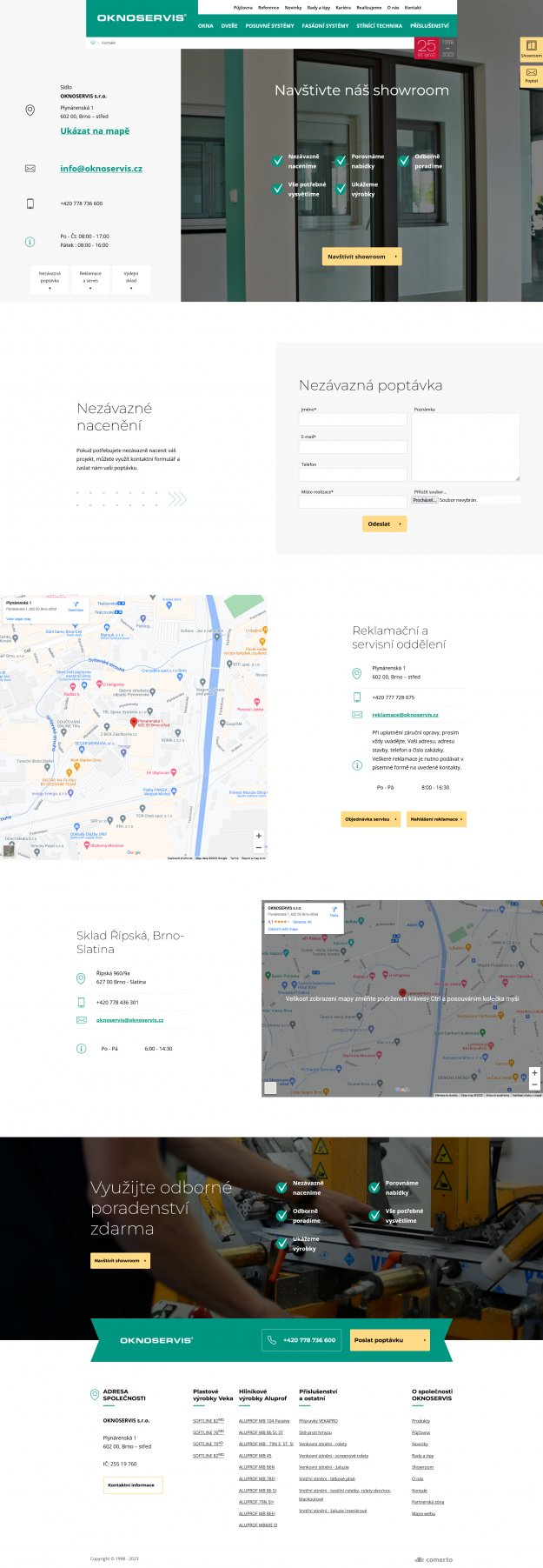 Designový web a prezentér produktů pro OKNOSERVIS - Screenshot