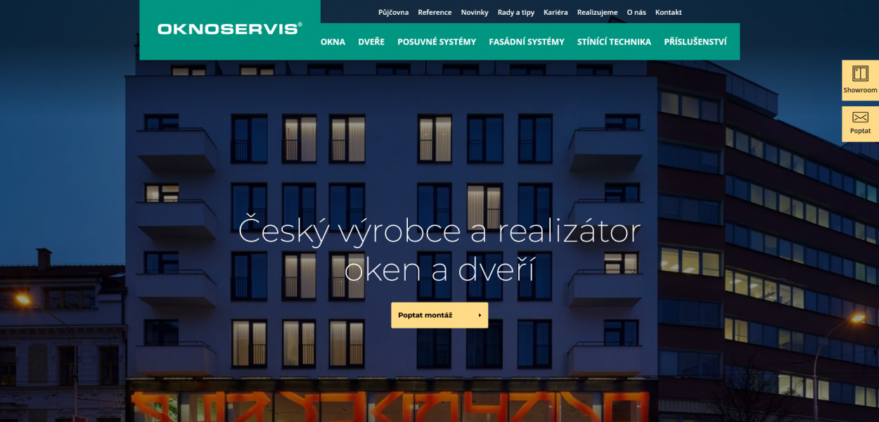 Designový web a prezentér produktů pro OKNOSERVIS