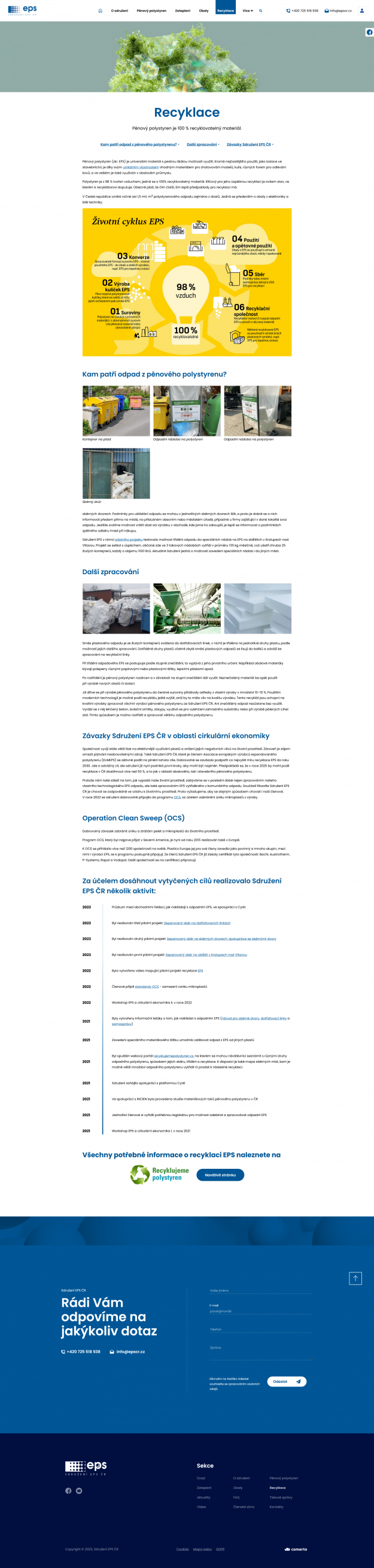 Redesign webu Sdružení EPS ČR - Screenshot