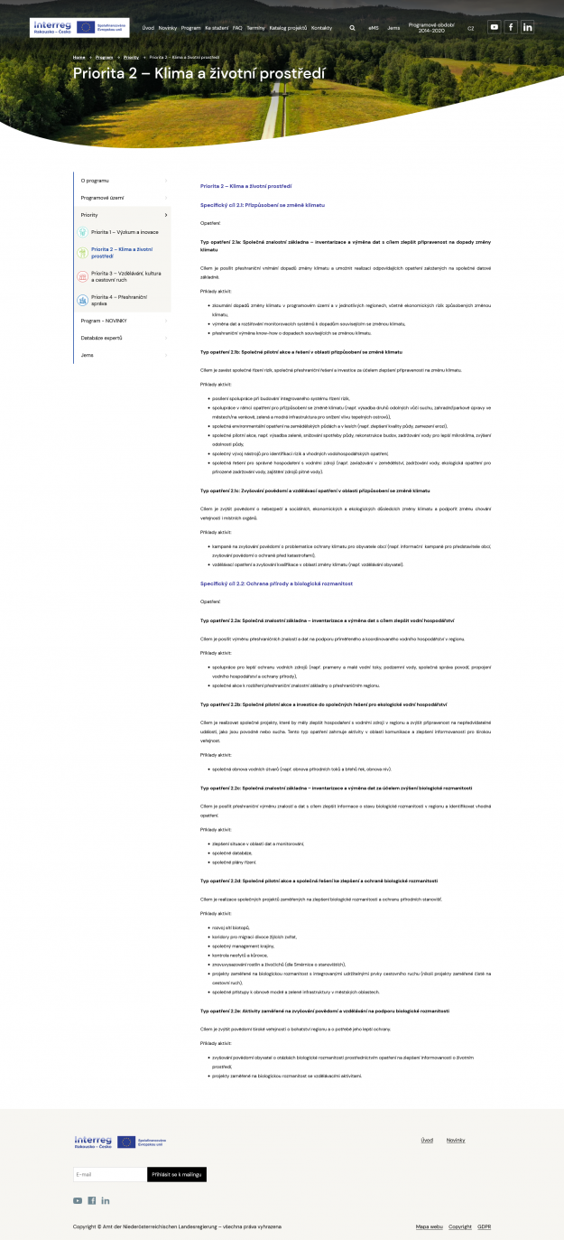 Redesign webu Interreg Rakousko – Česko 2021-2027 - Screenshot