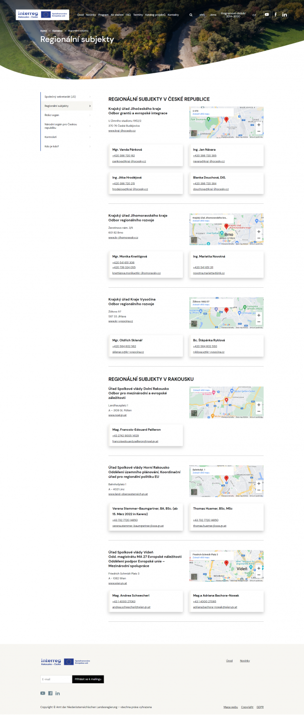 Redesign webu Interreg Rakousko – Česko - Screenshot