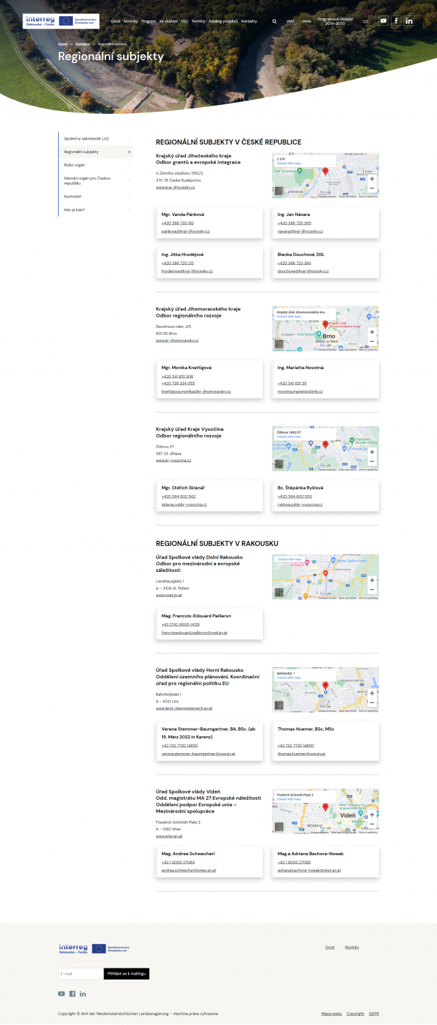 Redesign webu Interreg Rakousko – Česko 2021-2027 - Screenshot