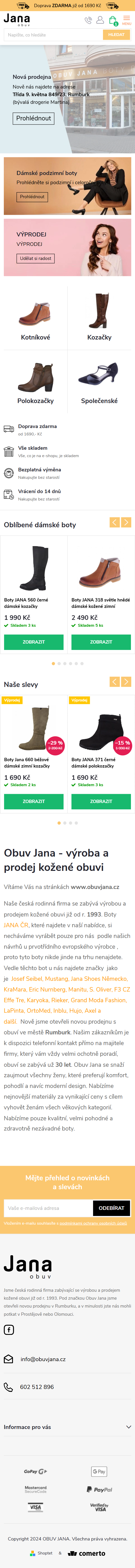 Tvorba nového e-shopu ObuvJana.cz - Screenshot