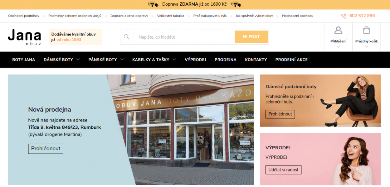 Tvorba nového e-shopu ObuvJana.cz