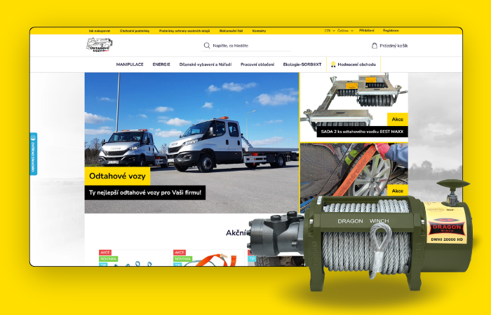 Odtahové vozy - tvorba e-shopu na platformě shoptet