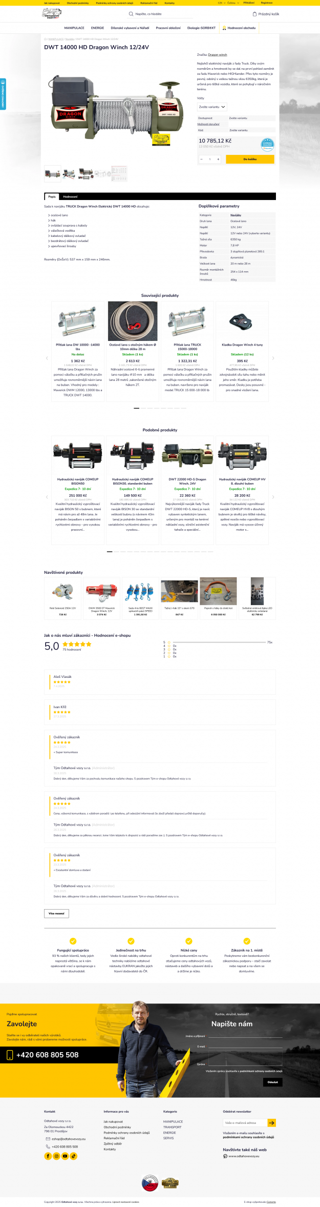 Odtahové vozy - tvorba e-shopu na platformě shoptet - Screenshot