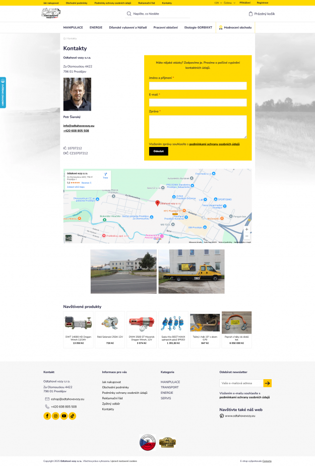 Odtahové vozy - tvorba e-shopu na platformě shoptet - Screenshot
