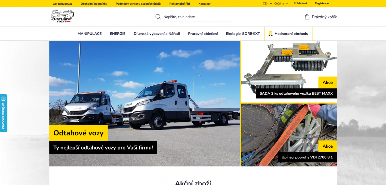Odtahové vozy - tvorba e-shopu na platformě shoptet