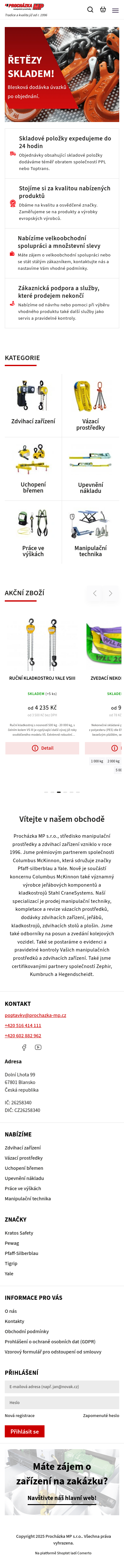 Procházka MP - tvorba e-shopu na platformě shoptet - Screenshot mobilní verze