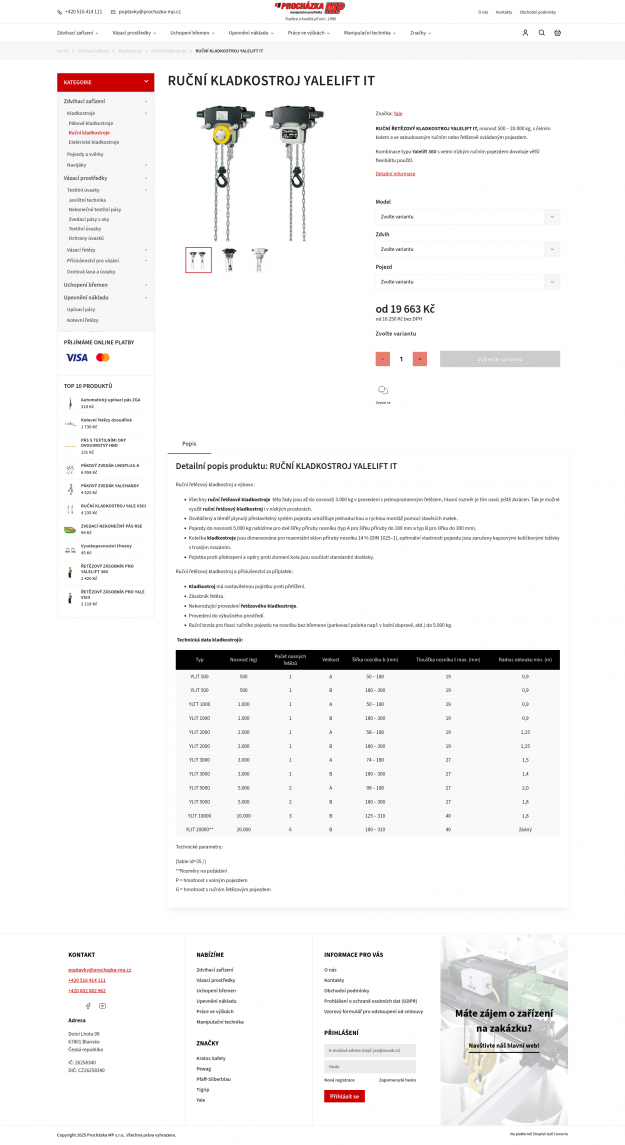 Procházka MP - tvorba e-shopu na platformě shoptet - Screenshot